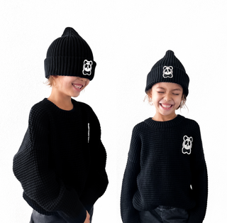 Mini Rodini Panda Beanie and Sweater on Design Life Kids