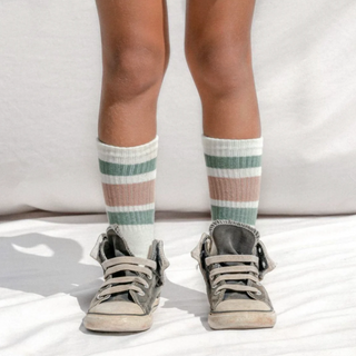 Green and Brown Striped Socks for Kids