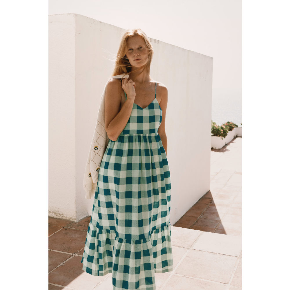 check design dress Yellow Checks Cotton Shirt Dress DIMPLE DESIGN STUDIO