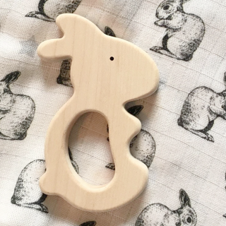 Wooden Bunny Teether on Design Life Kids
