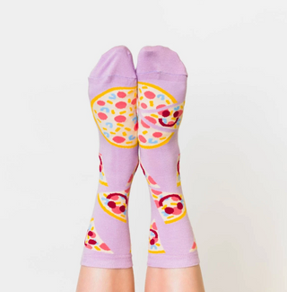 Yellow Owl Workshop-Pizza Face Crew Socks on Design Life Kids